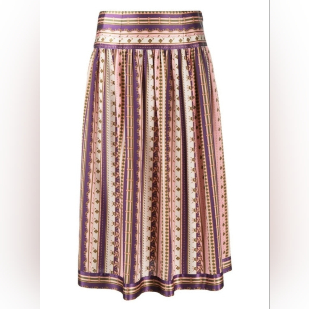Tory Burch Midi Burnout Silk Pleated Skirt Size 6 Preppy,Office,Feminine, Floral